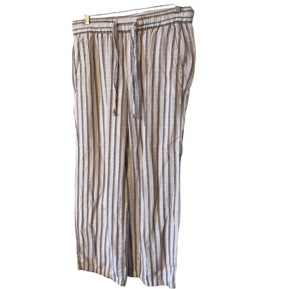 🌹OLD NAVY LINEN RAYON STRIPPED DRAWSTRING WAIST WIDE LEG PANTS - Picture 7 of 7